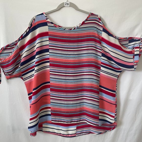 EST. 1946 Womens Multicolor Slit Sleeve Round Neck Striped Blouse Top Size XL - Picture 1 of 13
